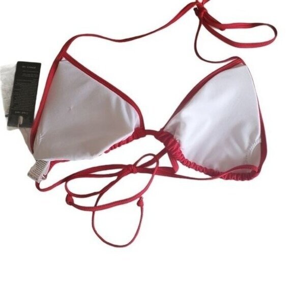 NWT ZERACA Womens Bikini Top Medium Red Triangle Padded Adjustable Straps Halter - Picture 4 of 7